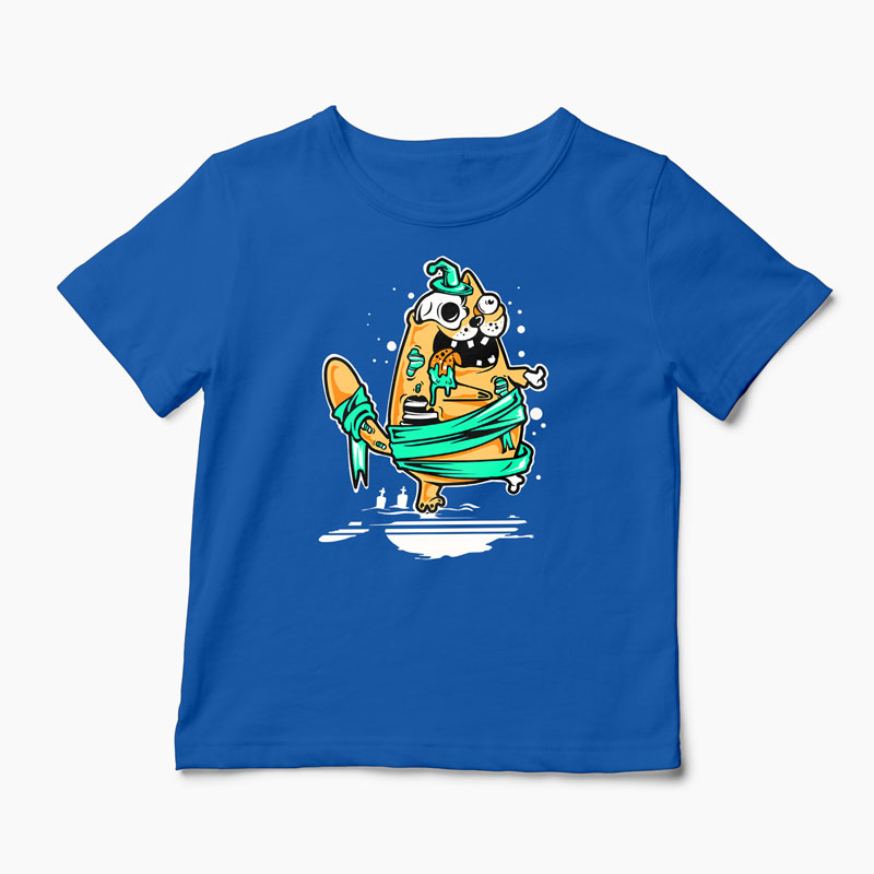 Tricou Pisică Zombi - Copii-Albastru Regal